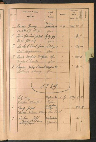 Standesamtsbuch der Stadt Aschaffenburg: Register Eheschließungen 1927 - 1929