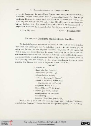 10: Notizen zur Geschichte kleinasiatischer Familien