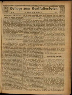 Zweite Ausgabe vom Sonntag, den 15. Februar 1925.