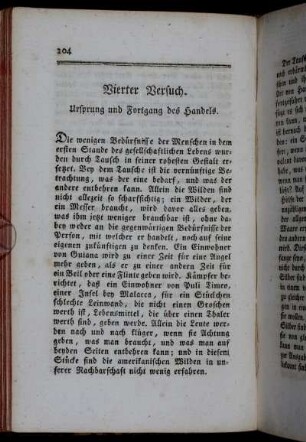 Vierter Versuch. Ursprung und Fortgang des Handels.