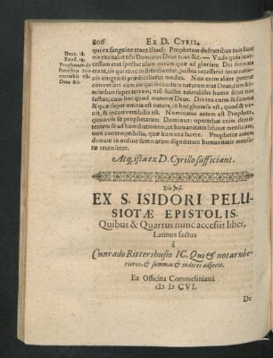Ex S. Isidori Pelusiotae Epistolis.