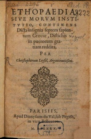 Ethopaedia sive morum institutio