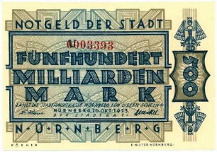 Geldschein / Notgeld, 500 Milliarden Mark, 20.10.1923