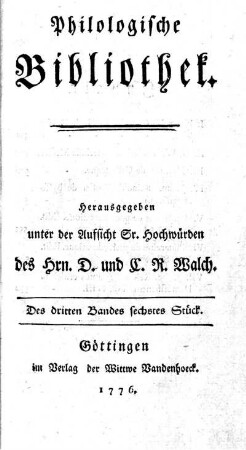 Des dritten Bandes sechstes Stück.
