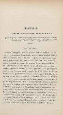 Chapitre III. Premiers pourparlers avec la Chine