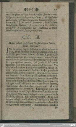Cap. III. Modus debite recipiendi Constitutiones Pontificias exhibetur