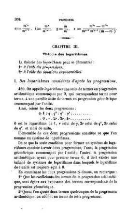 Chapitre III. Théorie des logarithmes.