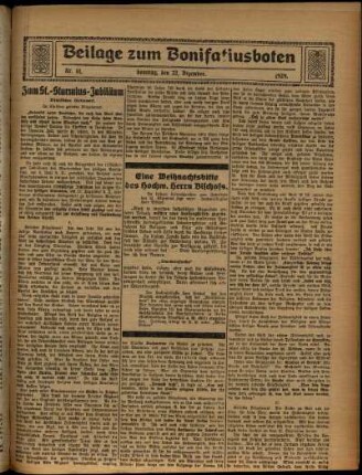 Zweite Ausgabe vom Sonntag, den 22. Dezember 1929.