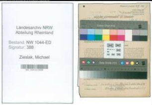 Entnazifizierung Michael Zieslak , geb. 10.09.1905 ()