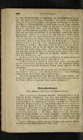 Correspondenzen über Schulverhältnisse und Schulzustände