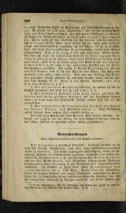 Correspondenzen über Schulverhältnisse und Schulzustände