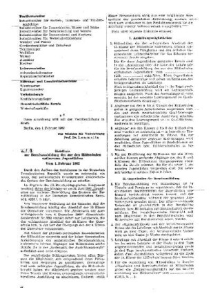 Richtlinie zur Berufsausbildung der aus den Hilfsschulen entlassenen jugendlichen : 10/62 vom 1. Februar 1962 ; [Verfügungen]