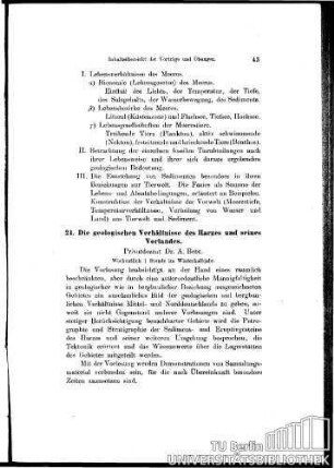 24. Die geologischen Verhältnisse des Harzes und seines Vorlandes