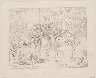 Zu Shakespeares "König Lear", Blatt 5, 2. Akt, 4. Szene: Lear und der Mann im Stock