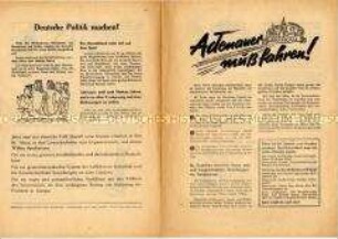 Propagandaschrift der KPD zur bevorstehenden Reise von Bundeskanzler Adenauer in die UdSSR