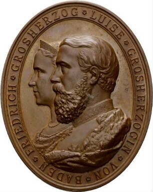 Ovale Bildnismedaille zur Silberhochzeit Großherzog Friedrich I. von Baden & Luise