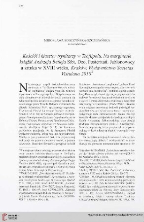 73: Kościoł i klasztor trynitarzy w Teofilpolu : na marginesie książki "Andrzeja Betleja: Sibi, deo, posteritati"