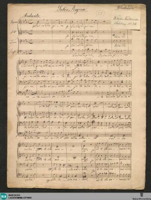 Salve regina - WK Mus.Ms. 28 : Coro; E|b