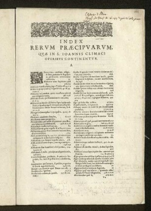 Index Rervm Praecipvarvm