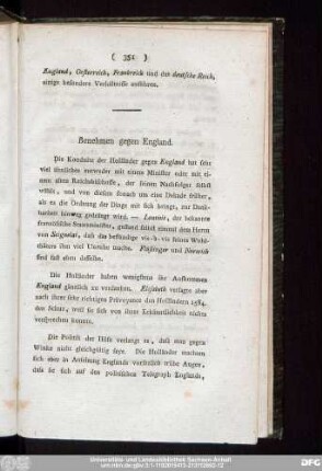 Benehmen gegen England.