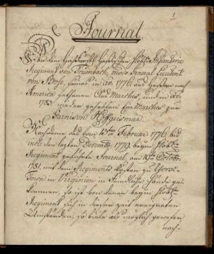 Tagebuch des Regiments von Bose