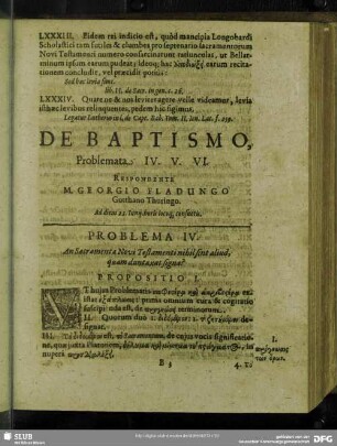 De Baptismo, Problemata IV. V. VI. Respondente M. Georgio Fladungo Gotthano Thuringo