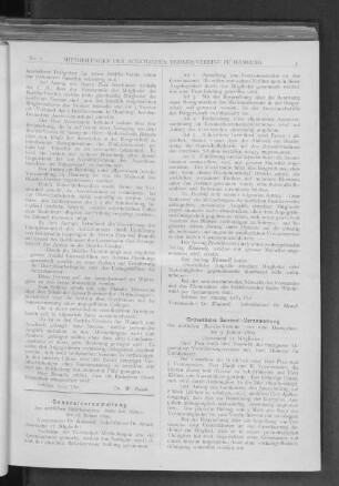 Generalversammlung des ärztlichen Bezirksvereins "links der Alster" am 12. Januar 1899.