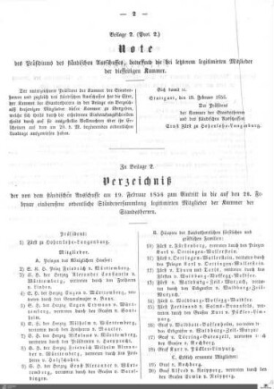 Beilagen zu Protokoll, 2. Sitzung