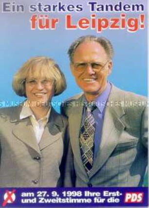 Wahlpropaganda der PDS zur Bundestagswahl 1998 mit Gustav-Adolf Schur