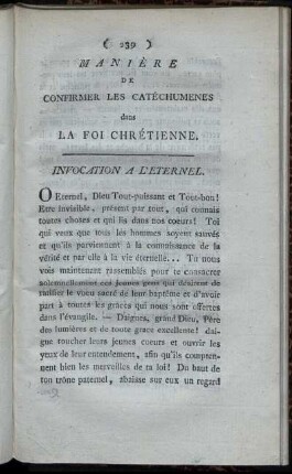 Manière De Confirmer Les Catéchumenes dans La Foi Chrétienne.