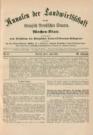 No. 23. Berlin, den 3. Juni 1863. III. Jahrgang.