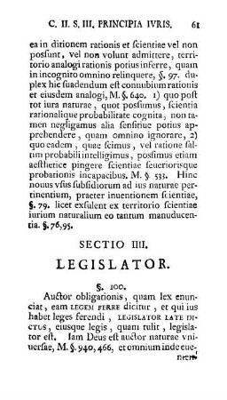 Sectio IIII. Legislator.