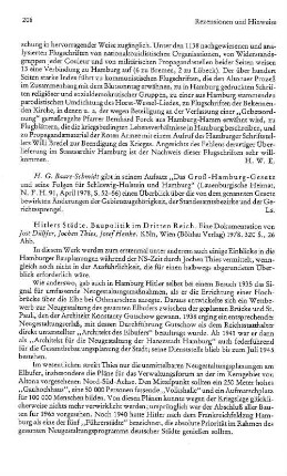 Richter, Klaus ; Thies, Jochen ; Henke, Josef :: Hitlers Städte, Baupolitik im Dritten Reich, eine Dokumentation : Köln u.a., Böhlau, 1978