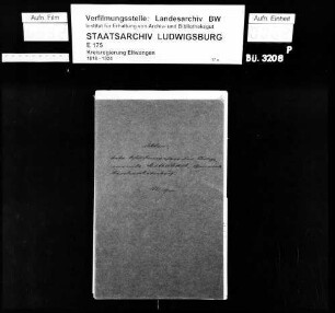Schuldenwesen der Gesamt- und der Teilgemeinde Kirchenkirnberg sowie der Teilgemeinden Mettelbach, Ober- und Unterneustetten
