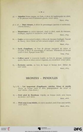 Bronzes – Pendules (Nr. 84-102)