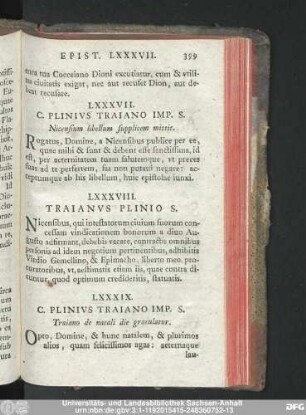 LXXXVII. C. Plinius Traiano Imp. S. Nicensium libellum supplicem mittit.