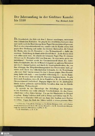 Der Jahresanfang in der Görlitzer Kanzlei bis 1550