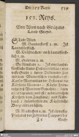153. Reys. Von Wien nach Grätz ins Land Steyer