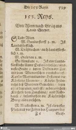 153. Reys. Von Wien nach Grätz ins Land Steyer
