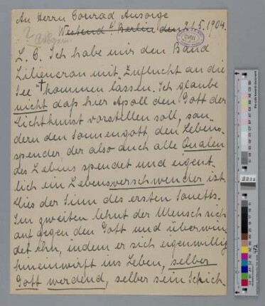 Brief an Konrad Ansorge