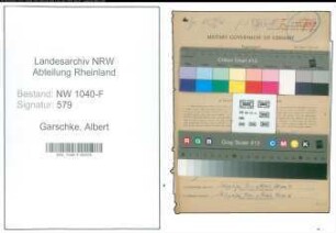 Entnazifizierung Albert Garschke , geb. 08.08.1902 (Zollinspektor)