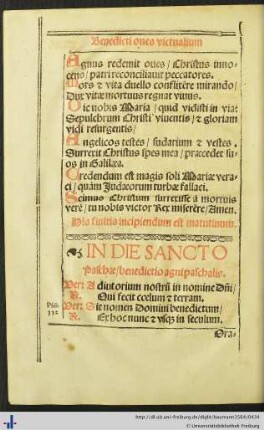 Benedictio victualium in die sancto paschae