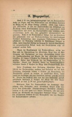 IX. Wegepolizei