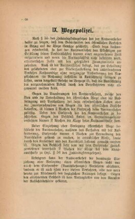 IX. Wegepolizei