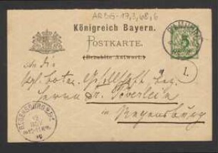Brief von August Vill an Hermann Poeverlein