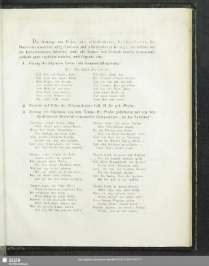[Programmablauf der Feier]