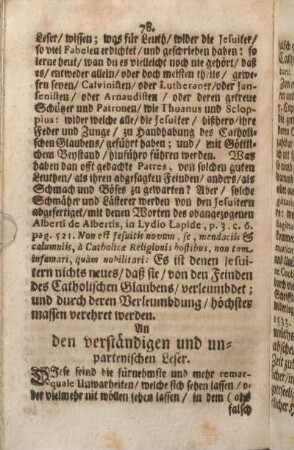 An den verständigen und unparteyischen Leser.
