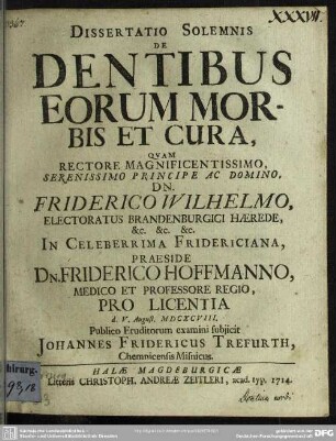 Dissertatio Solemnis De Dentibus Eorum Morbis Et Cura