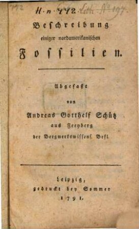 Beschreibung einiger nordamerikanischen Fossilien