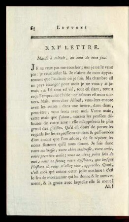 XXIe Lettre. Mardi à minuit, au coin de mon feu.